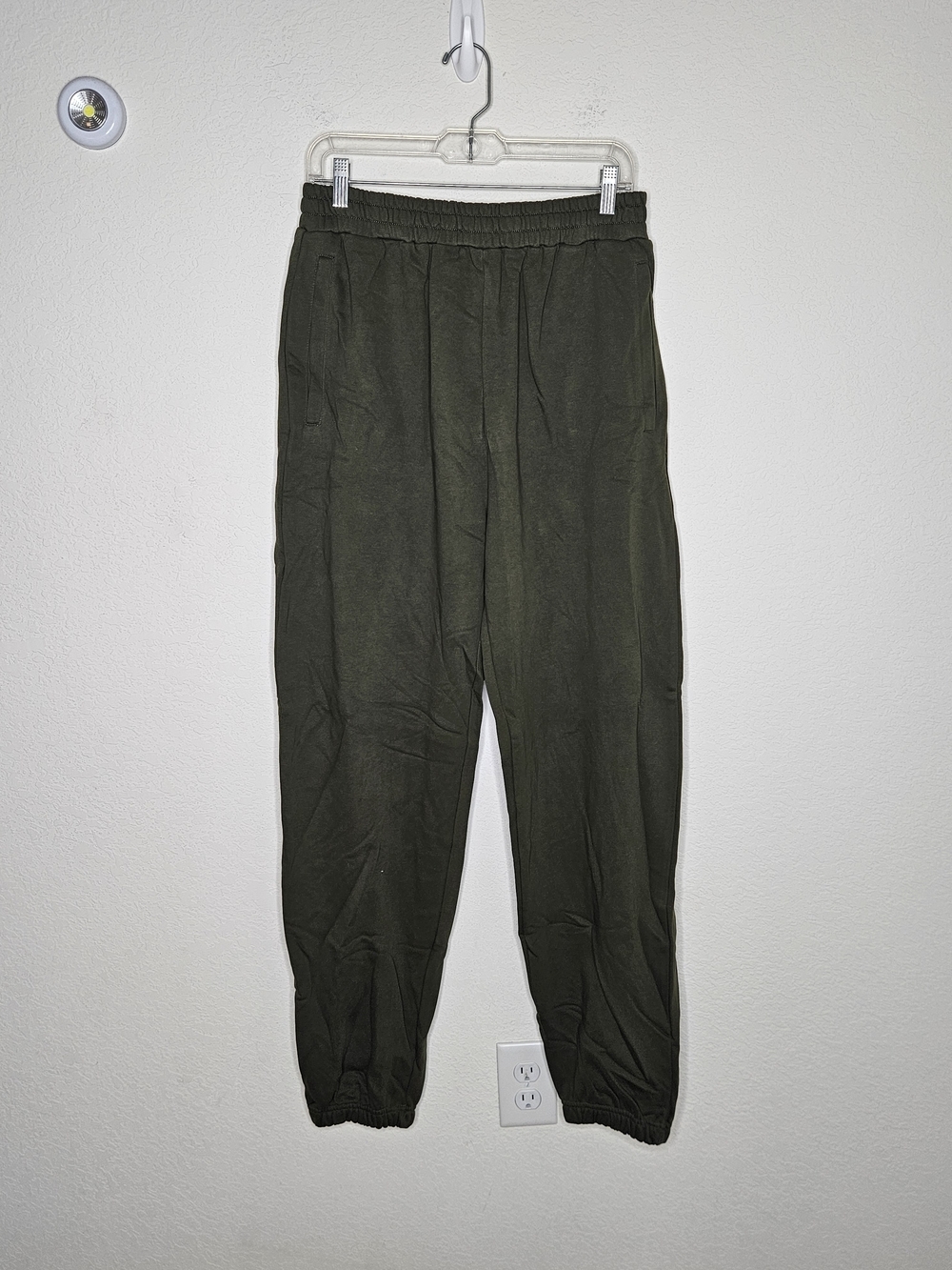 Naked Wardrobe Olive Green Jogger Sweatpants Elastic Waist Pockets Lounge Size M
